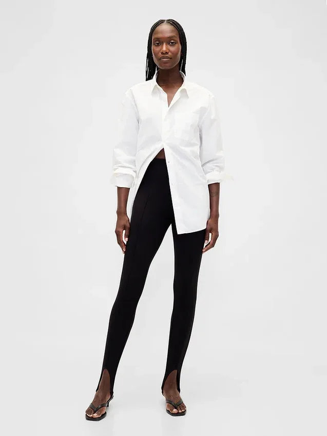 Pantalones de talle alto con estribos de doble tejido
