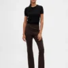 Pantalones de talle alto de doble tejido estilo botín
