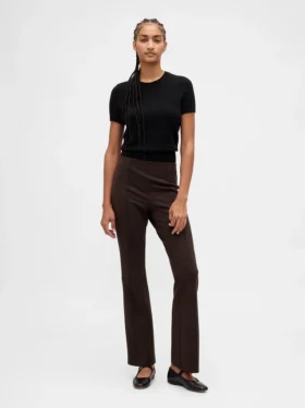 Pantalones de talle alto de doble tejido estilo botín