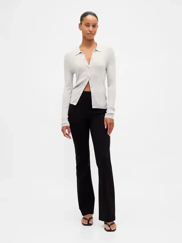 Pantalones de talle alto de doble tejido estilo botín