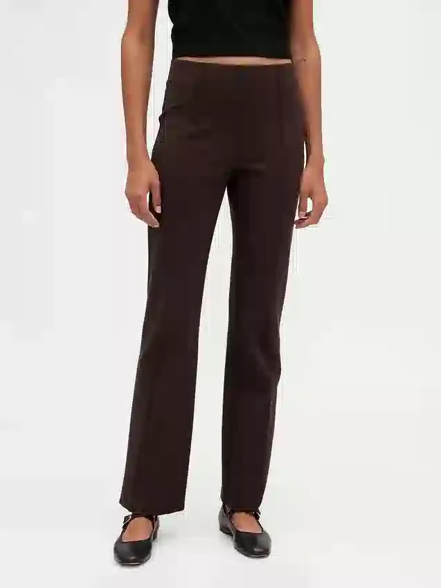 Pantalones de talle alto de doble tejido estilo botín