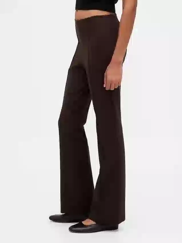 Pantalones de talle alto de doble tejido estilo botín
