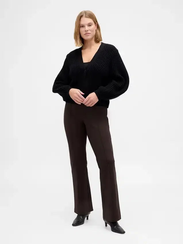 Pantalones de talle alto de doble tejido estilo botín
