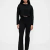 Pantalones de talle alto de doble tejido estilo botín
