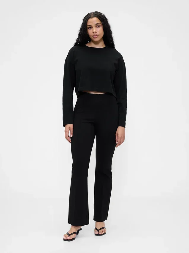 Pantalones de talle alto de doble tejido estilo botín