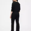 Pantalones de talle alto de doble tejido estilo botín