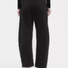 Pantalones de talle medio de sarga con corte de barril