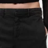 Pantalones de talle medio de sarga con corte de barril