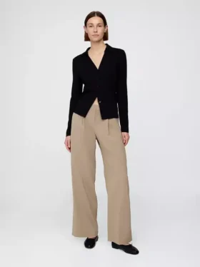Pantalones de tiro bajo con pliegues y pierna ancha 365