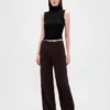 Pantalones de tiro bajo con pliegues y pierna ancha 365