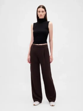 Pantalones de tiro bajo con pliegues y pierna ancha 365