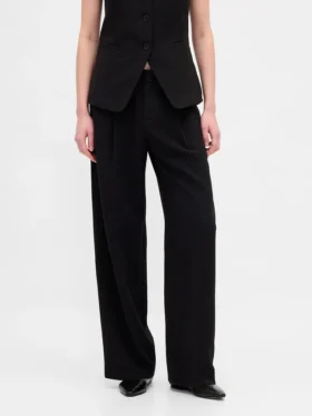 Pantalones de tiro bajo con pliegues y pierna ancha 365