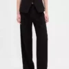 Pantalones de tiro bajo con pliegues y pierna ancha 365