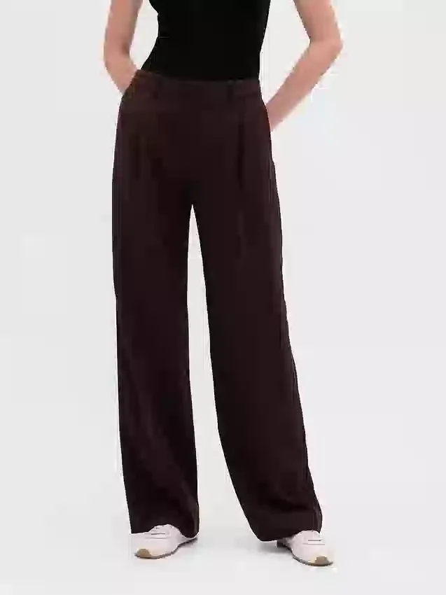 Pantalones de tiro bajo con pliegues y pierna ancha 365
