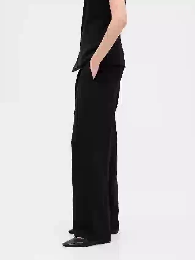 Pantalones de tiro bajo con pliegues y pierna ancha 365