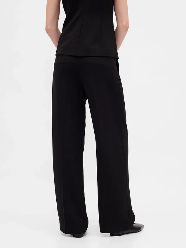 Pantalones de tiro bajo con pliegues y pierna ancha 365