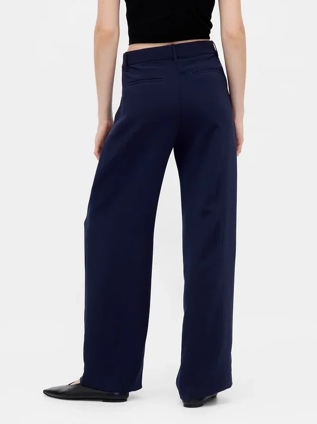 Pantalones de tiro bajo con pliegues y pierna ancha 365