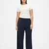 Pantalones de tiro bajo con pliegues y pierna ancha 365