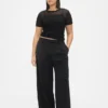 Pantalones de tiro bajo con pliegues y pierna ancha 365