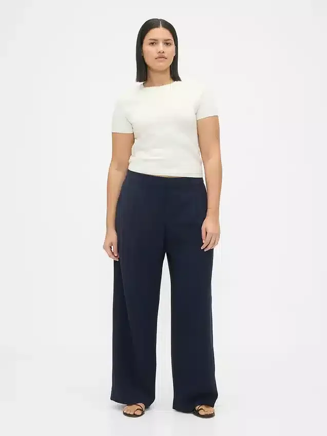 Pantalones de tiro bajo con pliegues y pierna ancha 365