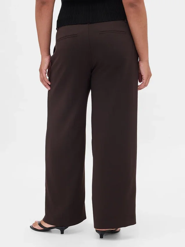 Pantalones de tiro bajo con pliegues y pierna ancha 365