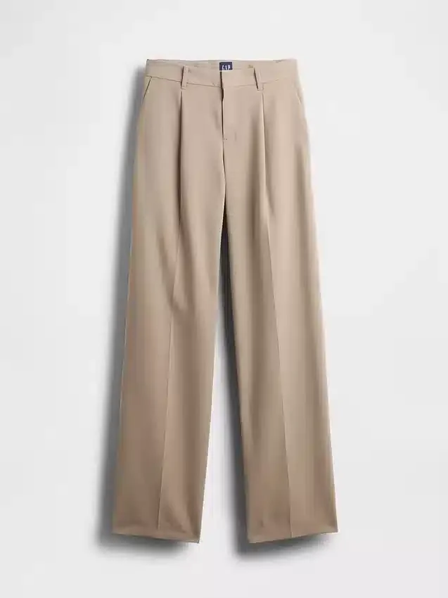 Pantalones de tiro bajo con pliegues y pierna ancha 365