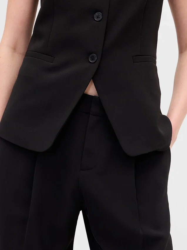 Pantalones de tiro bajo con pliegues y pierna ancha 365