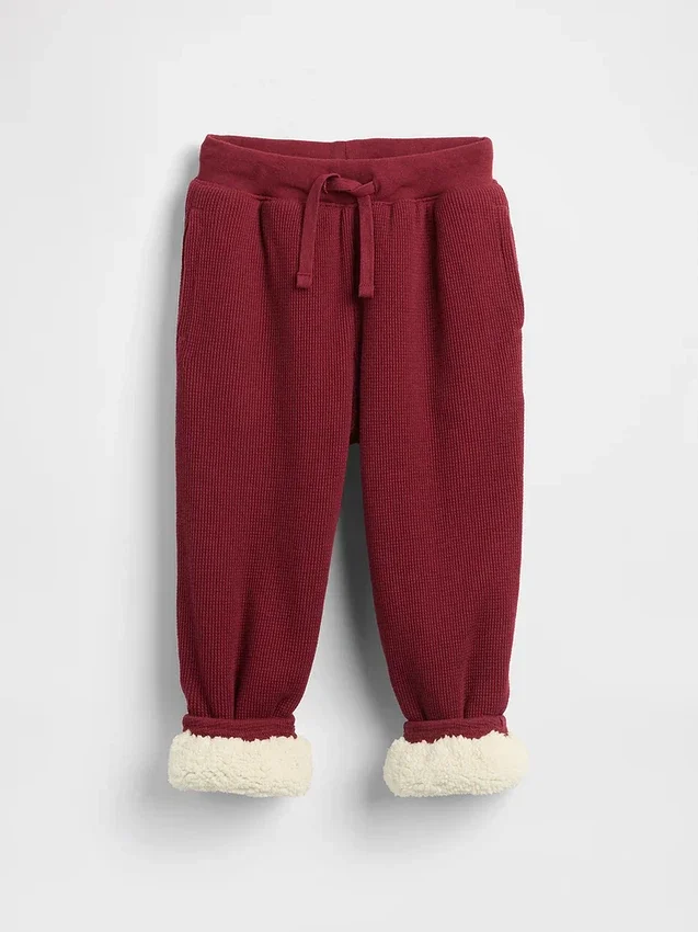 Pantalones deportivos térmicos con forro de sherpa para bebés y niños pequeños