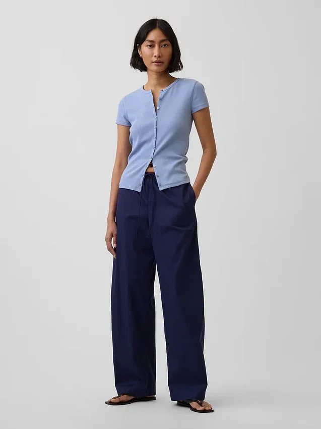 Pantalones Easy Barrel de popelín