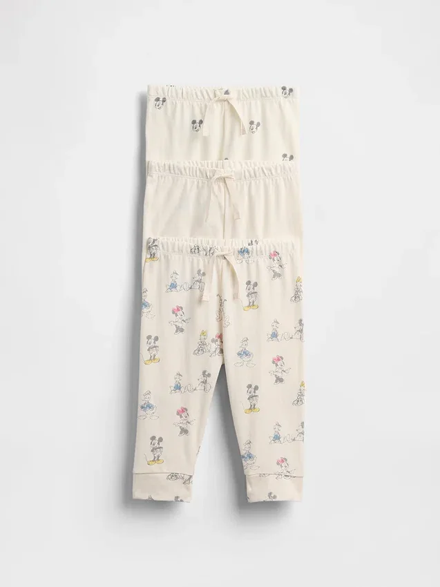 Pantalones elásticos de algodón orgánico GAP × Disney Baby (paquete de 3)