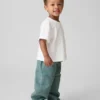 Pantalones holgados de carpintero con doble refuerzo en las rodillas para niños pequeños, sin cremallera
