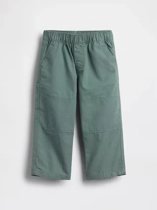 Pantalones holgados de carpintero con doble refuerzo en las rodillas para niños pequeños, sin cremallera
