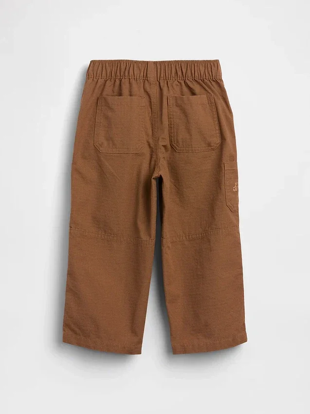 Pantalones holgados de carpintero con doble refuerzo en las rodillas para niños pequeños, sin cremallera
