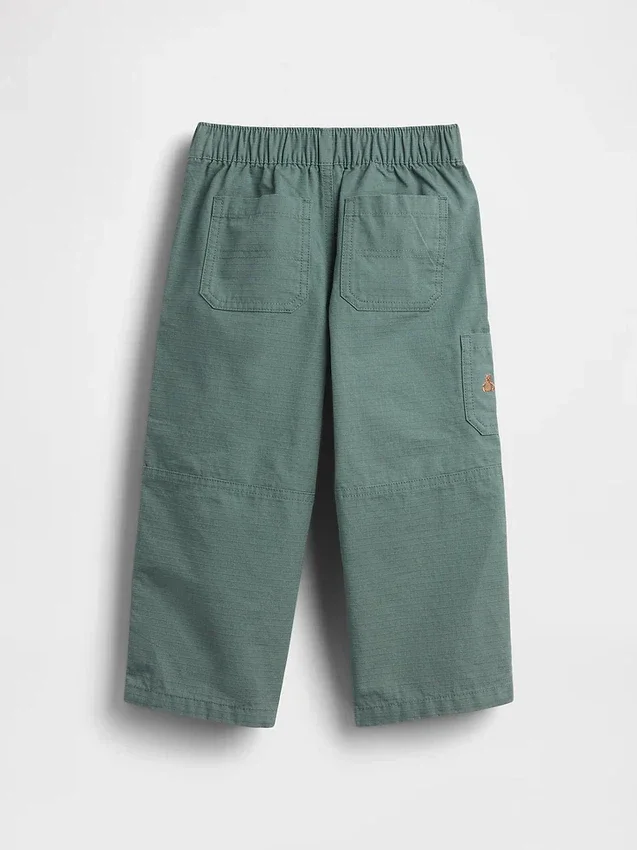 Pantalones holgados de carpintero con doble refuerzo en las rodillas para niños pequeños, sin cremallera