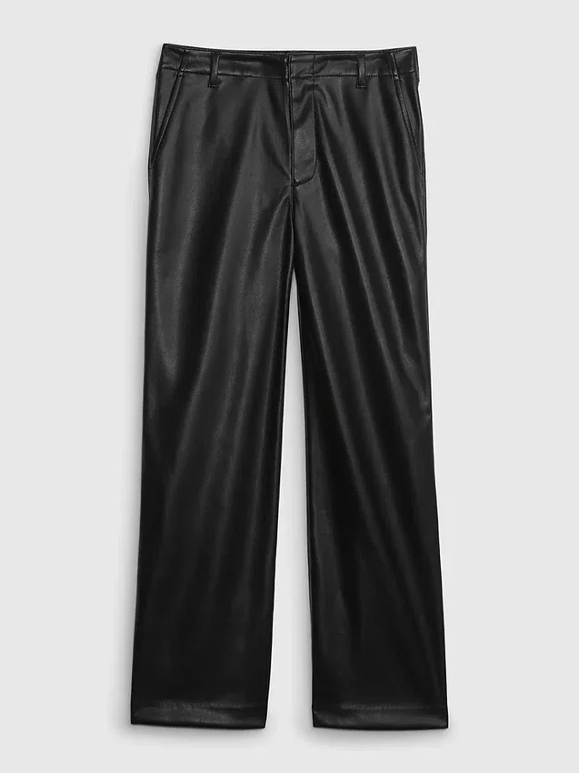 Pantalones holgados de cuero vegano de talle medio