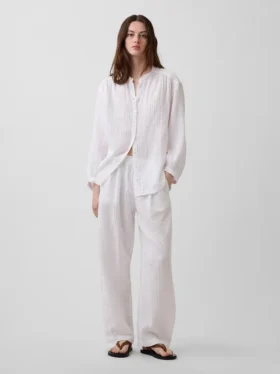 Pantalones holgados de gasa de algodón