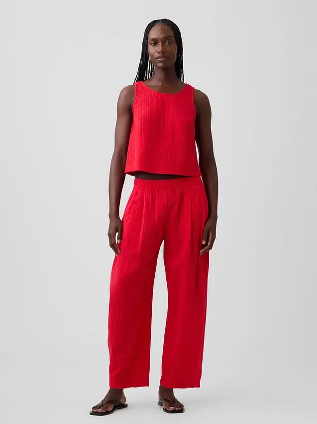 Pantalones holgados de gasa de algodón