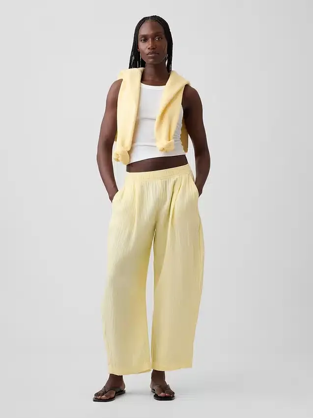 Pantalones holgados de gasa de algodón