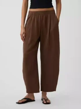 Pantalones holgados de gasa de algodón
