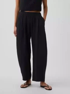 Pantalones holgados de gasa de algodón
