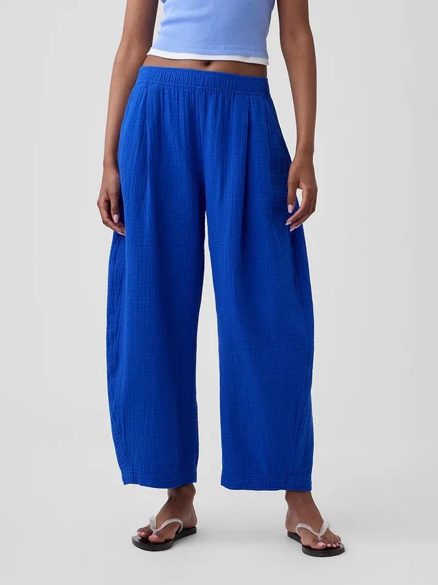 Pantalones holgados de gasa de algodón