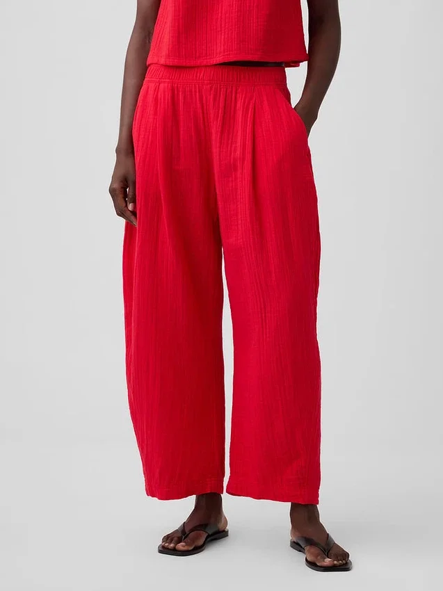 Pantalones holgados de gasa de algodón
