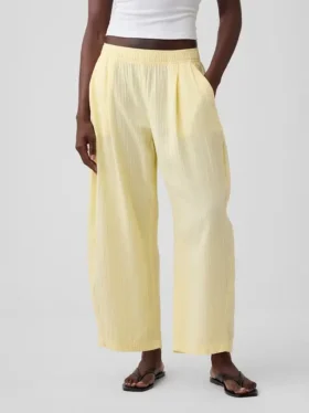 Pantalones holgados de gasa de algodón