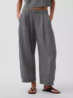 Pantalones holgados de gasa de algodón