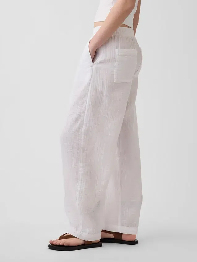 Pantalones holgados de gasa de algodón