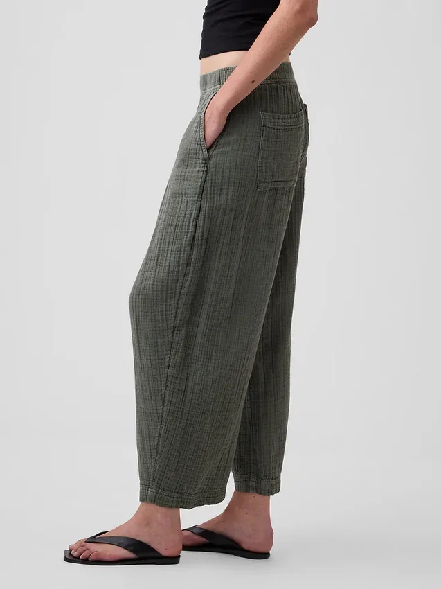 Pantalones holgados de gasa de algodón