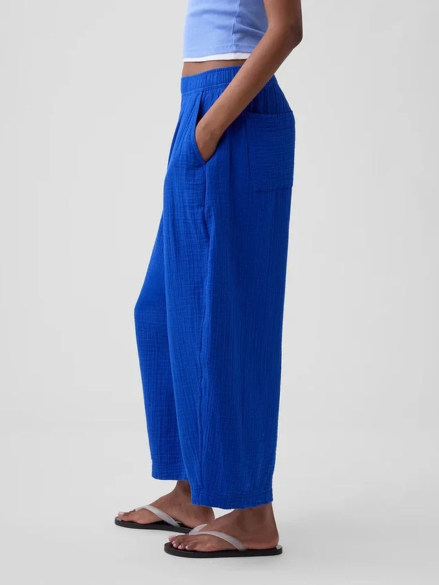Pantalones holgados de gasa de algodón