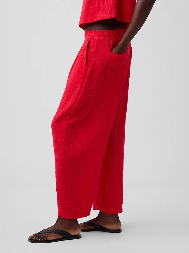 Pantalones holgados de gasa de algodón