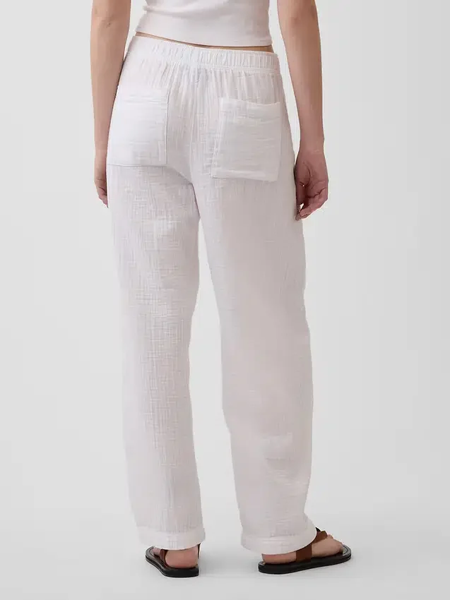 Pantalones holgados de gasa de algodón