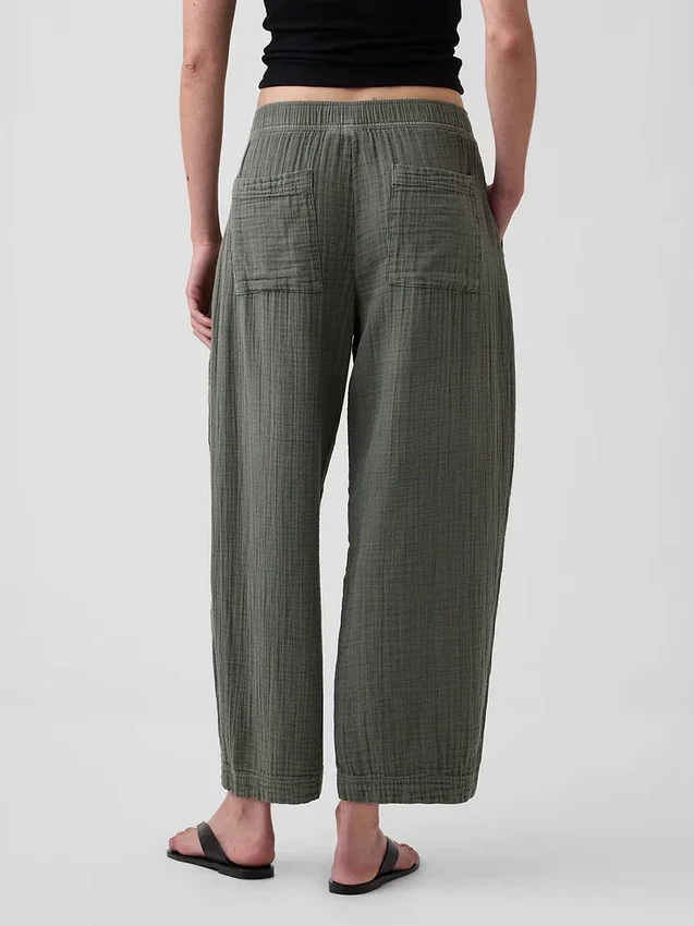 Pantalones holgados de gasa de algodón
